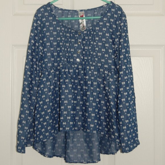 NWOT Beautees Girls Size L, Summer Dress, Blue with White Bowties & Hear… - Picture 3 of 14